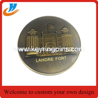 High quality 3D zinc alloy metal souvenir coins antique brass plated challenge coin