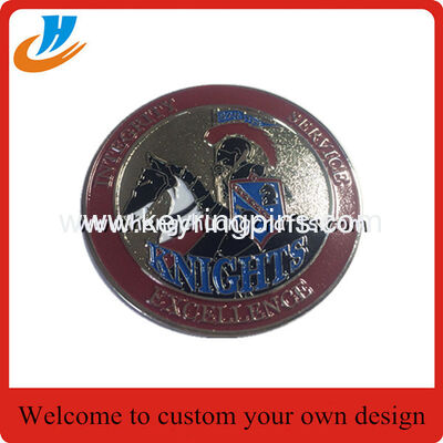 Soft enamel paint metal challenge coin with silver plated different edges