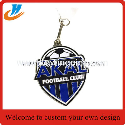 Soccer medals,ribbon metal medal with color fill/football metal medal with custom