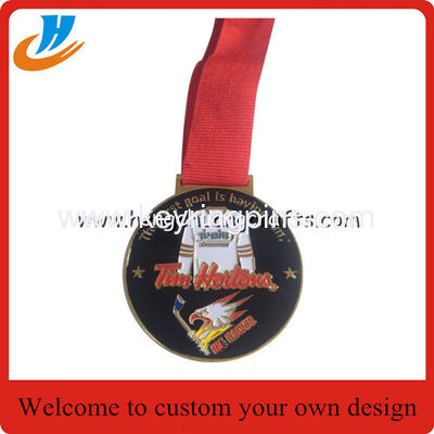 Zinc alloy sports medal,50mm football medals for match with ribbon