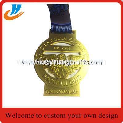 Matt gold plated die cast medal, souvenir award ribbon medals for souvenir