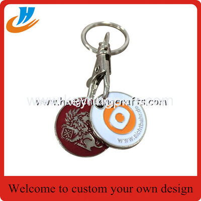 40-50mm Both side metal key chain/key ring with custom logo design/hard enamel process