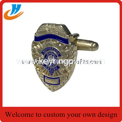 Custom fashion metal Police America cufflink gold and silver plated for wholesale
