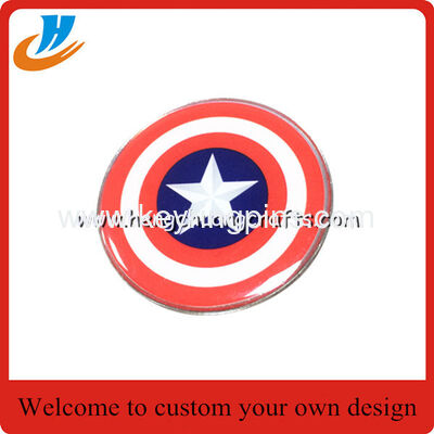 wholesale print metal badge with epoxy,silver plated print process metal pin
