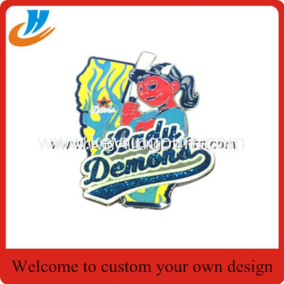 Sports badge,baseball metal badge print or soft enamel process with epoxy