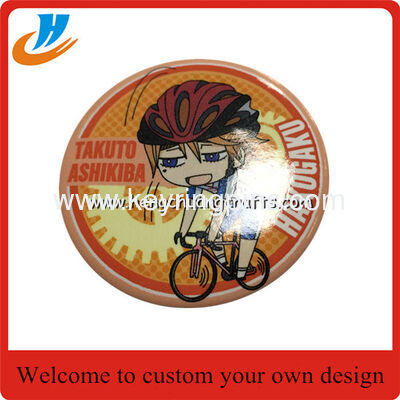 Cheap custom 50mm tin badge,print badge with cartoon logo design