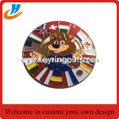 Cute cartoon logo pin badge round shape metal badge with custom