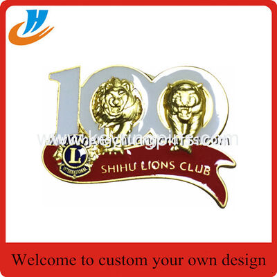 Lion club pins high quality custom/free design metal pin gold,silver,copper plated available