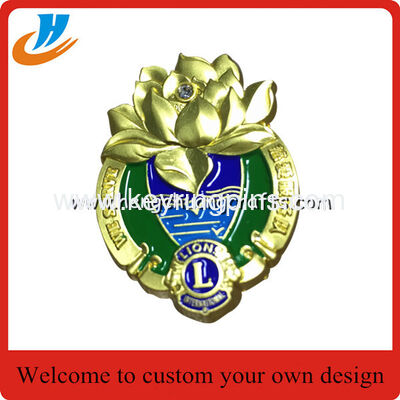 Custom Matt gold lapel pin,lion club metal pin high quality custom