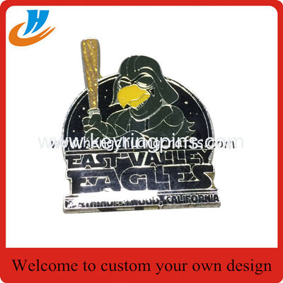 US custom metal badge pin, New design baseball logo badge with epoxy