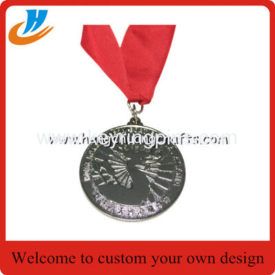 50mm Metal silver medals/ribbon medals with good price and quality