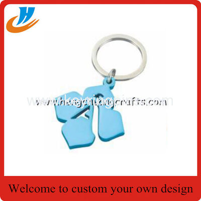 Metal painted four leaf clover pendant key rings, metal 4-leaf clover drop charm keychains