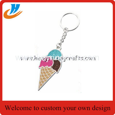 Metal painted four leaf clover pendant key rings, metal 4-leaf clover drop charm keychains