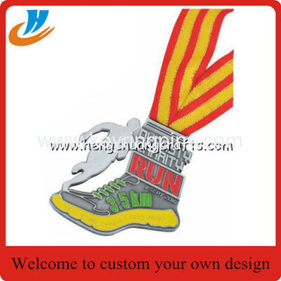 Custom running metal medals,custom made 3d running sports medals with sublimation ribbon