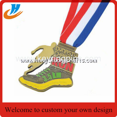 Custom running metal medals,custom made 3d running sports medals with sublimation ribbon