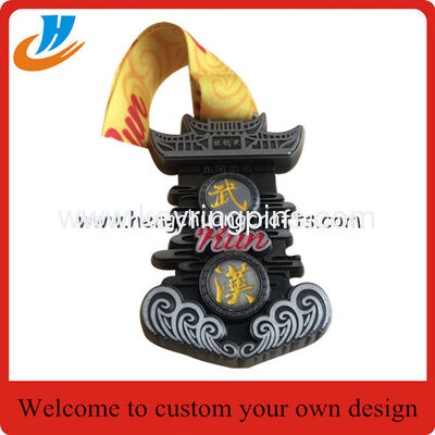 Wuhan Running Marathon Sports medals,Award metal medals with ribbon