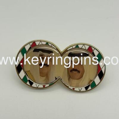 Kuwait National Day Enamel Pin Set, Sheikh Portrait & Dhow Boat Patriotic Badges, Middle East Collectibles