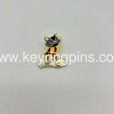 Hogwarts House Black Cat Enamel Pin, Gryffindor Colors Cat Lapel Pin, Wizarding World Collectible