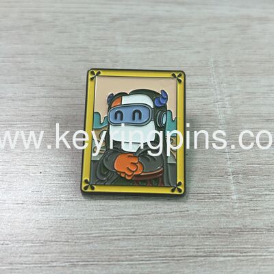 Bilibili Little TV Butler Enamel Pin – Formal Suit & Flower Basket Kawaii Anime Lapel Pinly
