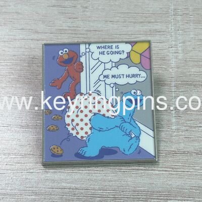 Vintage Style Sesame Street Elmo & Cookie Monster Enamel Pin, Cartoon Comic Strip Lapel Pin for Fans