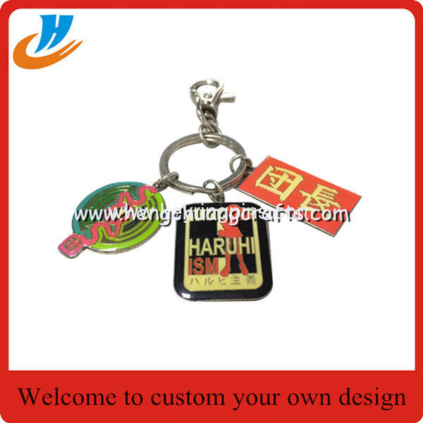 K002 Zinc alloy keychain keyring,custom yoru own logo soft and hard enamel keychain with epoxy