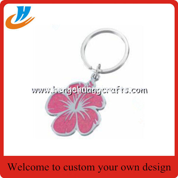 Metal painted four leaf clover pendant key rings, metal 4-leaf clover drop charm keychains