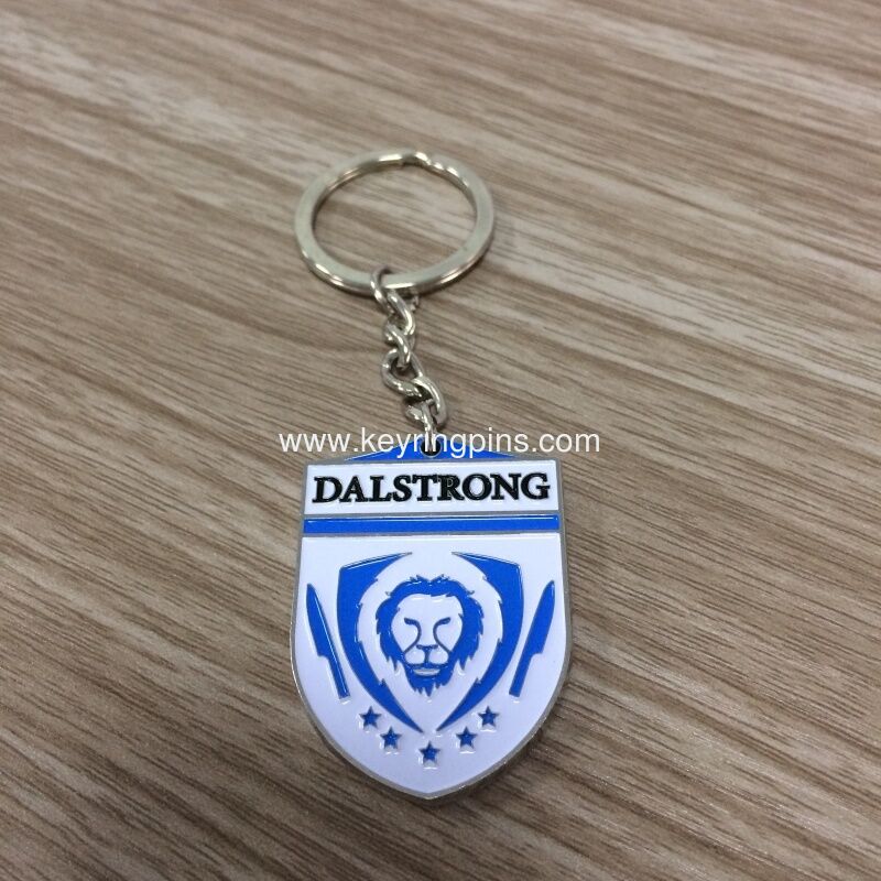 Factory Custom Dalstrong Knife Cutlery Logo Metal Keychain Key Ring Shield Shape - 4" Long