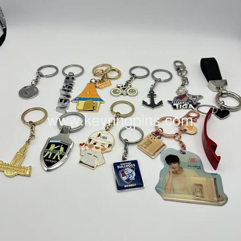 Custom zinc alloy metal keychain keyring double side carving logo available in multiple plating colors and pantone options