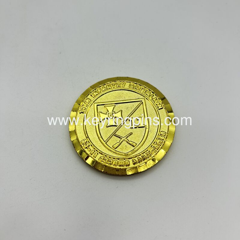 Custom challenge coins with 60mm size zinc alloy material and plating options including antique brass and black finishes