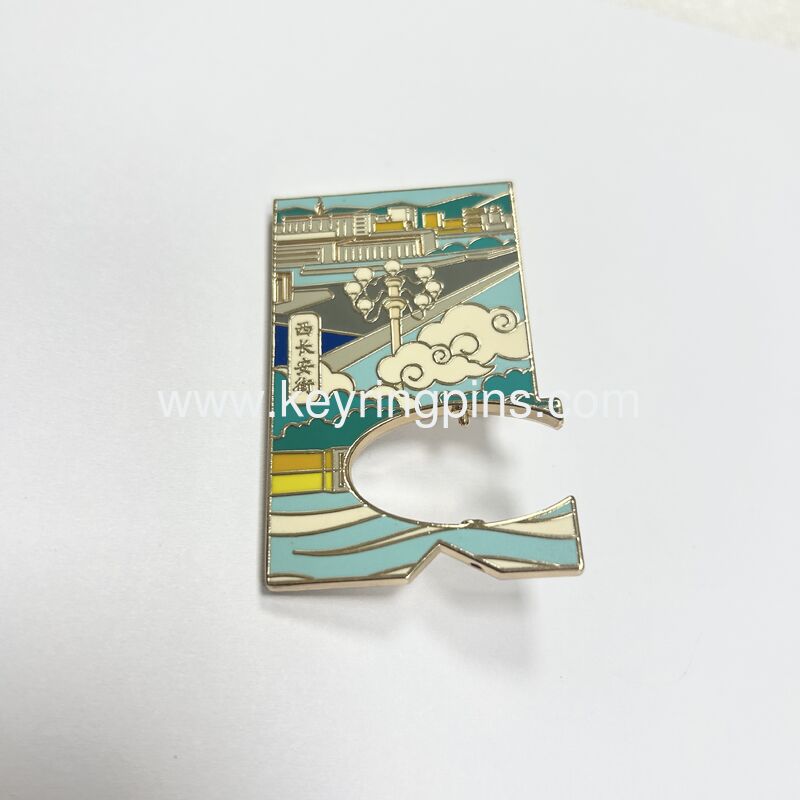 Xi'an Chang'an Modern Cityscape Enamel Pin, Chinese Urban Landscape Metal Badge, Travel Souvenir Lapel Pin