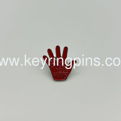 Good price Raise Your Hand Red Palm Enamel Pin, Classroom & Student Engagement Metal Badge オンライン