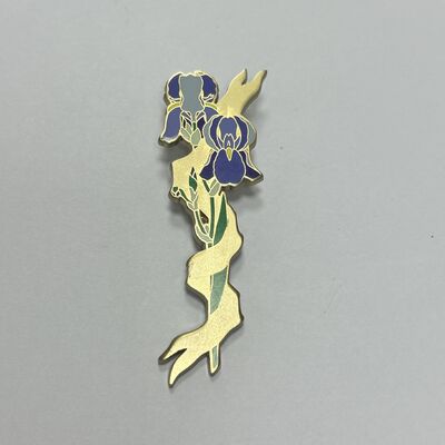 Good price エレガントなアイリスフラワーエナメルピン、ヴィンテージゴールドトーンの花柄ラペルピン、庭愛好家のための自然をインスピレーションにしたメタルバッジ オンライン