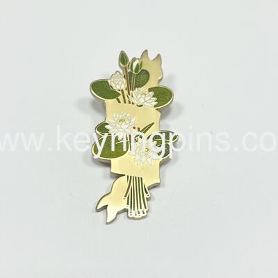 Good price White Water Lily Bouquet Enamel Pin, Floral Nature Inspired Lapel Pin, Botanical Art Collectible Badge オンライン