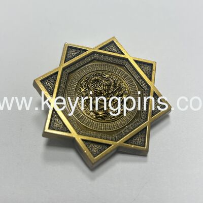 Good price Chinese Dragon Octagram Metal Enamel Pin, Golden Dragon Collectible Lapel Pin, Oriental Mythology Badge オンライン